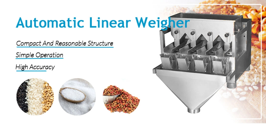 Automatic Small Granule Grain Sugar Rice Salt Corn Coffee Bean Washing Powder 2/4 Heads Linear Weigher Weighing Packing Machine