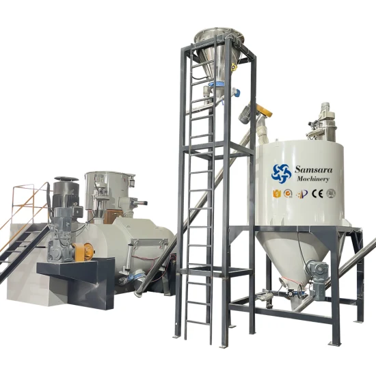 Sistema de dosagem de alimentação de mistura de plástico de alta velocidade para misturador de aquecimento e resfriamento PE PVC PP MB Granulesautomatic Mixing Equipmen
